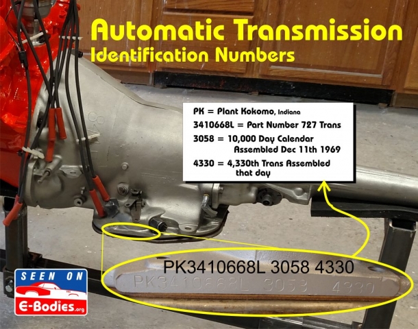 decoding dodge plymouth cuda challenger VIN pad engine transmission