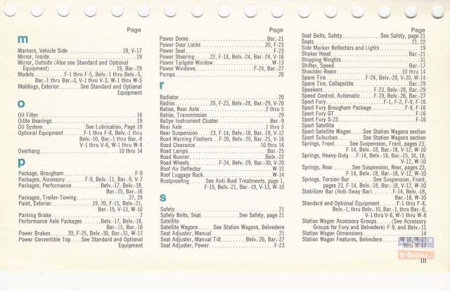 1970 Plymouth Data Book Index – E-Bodies